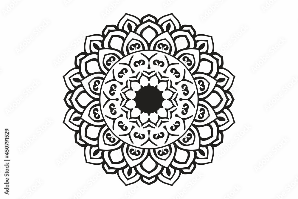 Circular pattern in the form of a mandala. Henna tatoo mandala. Mehndi style. Decorative pattern in oriental style. Coloring book page.