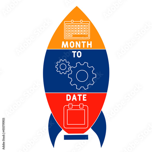 MTD - Month To Date acronym. business concept background.  vector illustration concept with keywords and icons. lettering illustration with icons for web banner, flyer, landing  photo