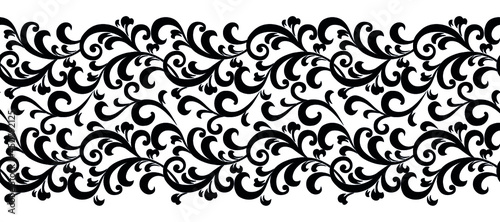 Seamless black and white swirly decorative border design