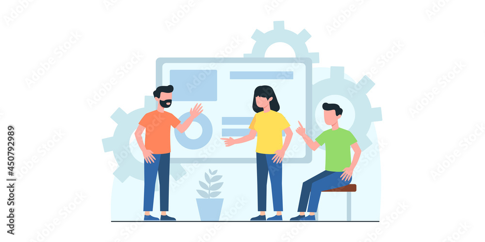 Social Network and Teamwork Vector Concept. Modern web business service set. Generating New Business Ideas, Searching Problem Solution, Developing Company Strategy Flat Vector Concept Social Network and Teamwork Vector Concept. Modern web business service set. Generating New Business Ideas, Searching Problem Solution, Developing Company Strategy Flat Vector Concept
