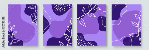 Set of modern design template with abstract floral nature organic shapes in pastel colors. Minimal stylish background for beauty presentation, flyer, banner and branding design. Vector illustration