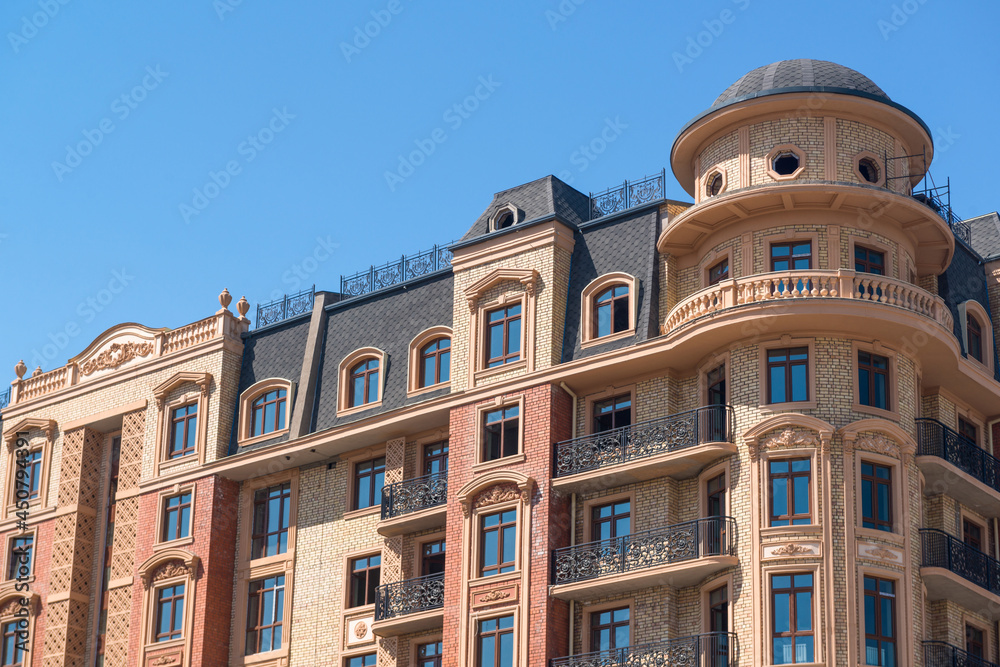 Modern apartment complex design. Panoramic view Modern apartment complex design. Panoramic view