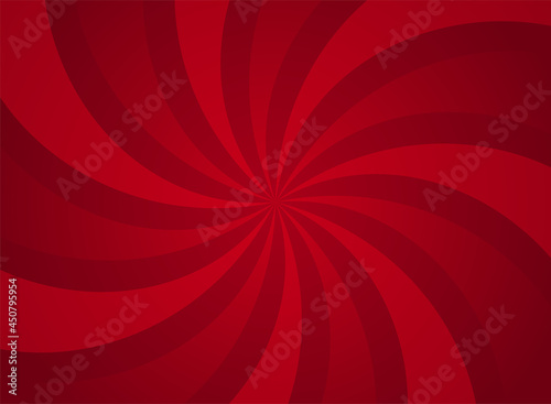 Sunlight spiral rays background. Red swirl focus background. Vector illustration.