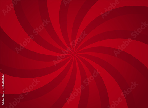 Sunlight spiral rays background. Red swirl focus background. Vector illustration.