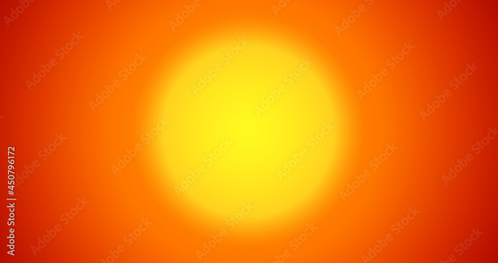 Fototapeta premium Orange hot glowing sun, big sun circle as hot summer weather natural disaster, vector illustration