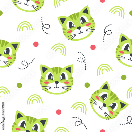 Cute little cats pattern illustration design