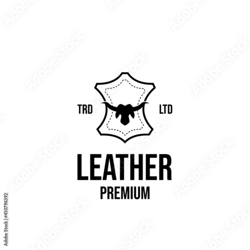 leather craft cow logo icon design vector illustration