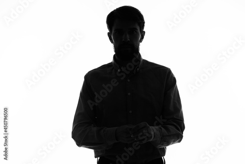 man on white background in shadows studio lifestyle