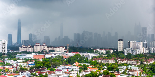 landscape of Kuala Lumpur, Malaysia on 2021, in the day of raining