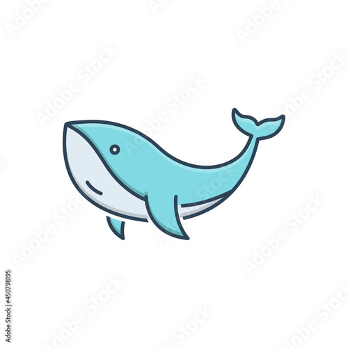 Color illustration icon for whale 