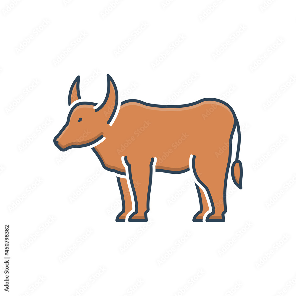 Color illustration icon for ox 