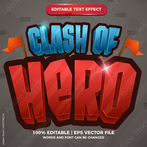 clash of hero editable text effect 3d cartoon style