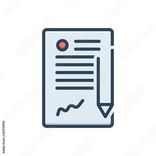 Color illustration icon for contract