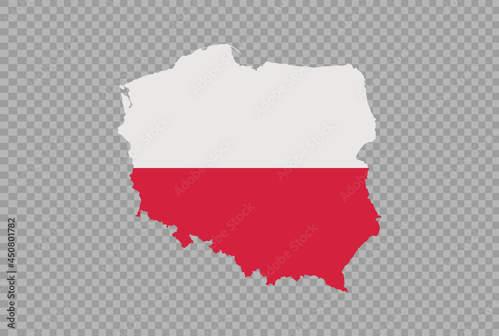 Poland flag on map isolated  on png or transparent  background,Symbol of Poland,template for banner,advertising, commercial,vector illustration, top gold medal sport winner country