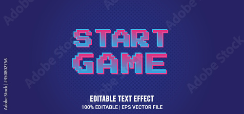 Start game editable text effect style design template	