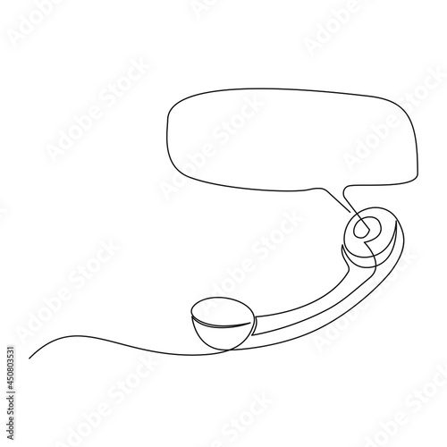 Телефон одна линия. Phone one line. Continuous line vector drawing.