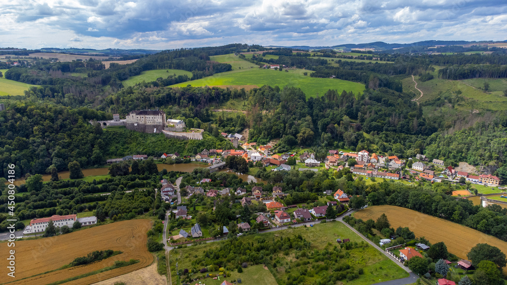 Photo of a castle Cesky Sternberk with blue sky in Czech republic