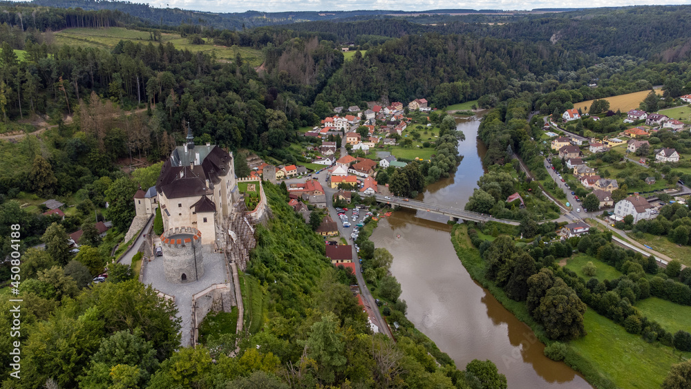 Photo of a castle Cesky Sternberk with blue sky in Czech republic