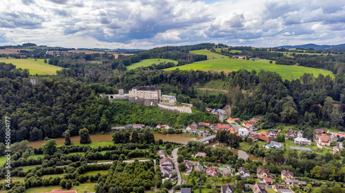 Photo of a castle Cesky Sternberk with blue sky in Czech republic