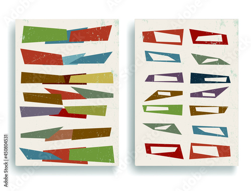 Vintage poster with mid century modern design elements . Wall art , home deco . Vector abstract shape.