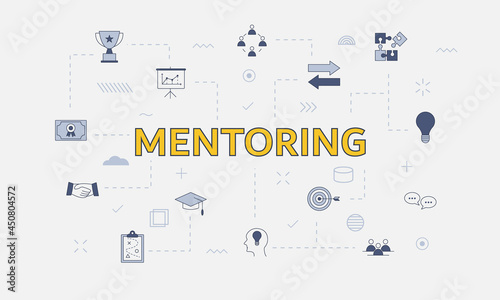 mentoring concept concept with icon set with big word or text on center