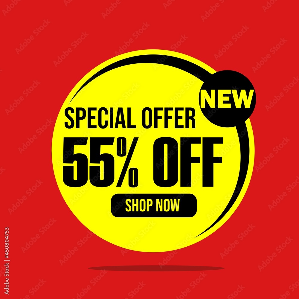 special offer ad banner design. 55% discount for background sales of clothing, goods and food products. special offer ad banner design. 55% discount for background sales of clothing, goods and food products.