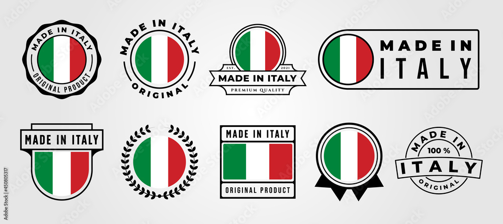 vector set of made in italy label badge bundle symbol illustration design, made in italy emblem logo design