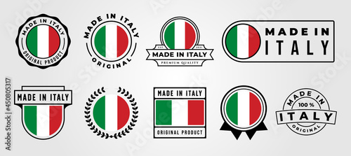 vector set of made in italy label badge bundle symbol illustration design, made in italy emblem logo design photo