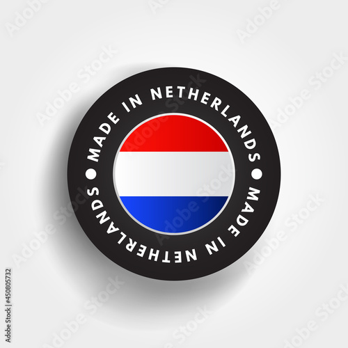 Made in Netherlands text emblem badge, concept background