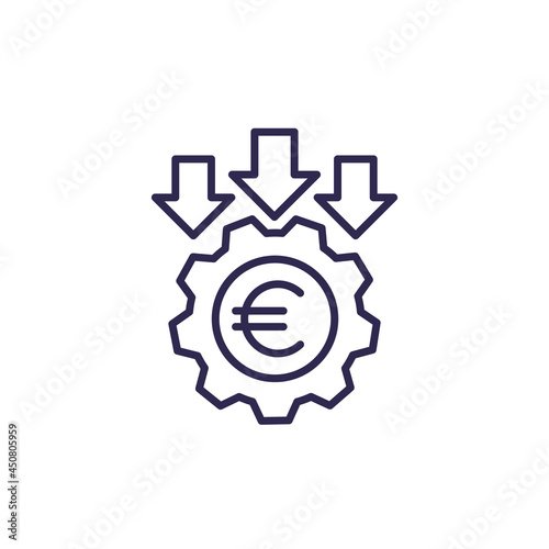 cost reduction line icon with euro