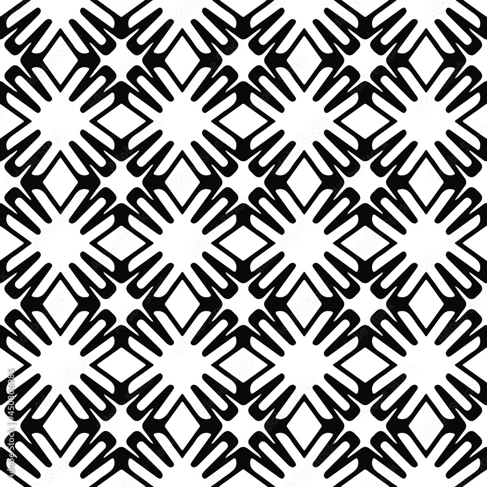 floral seamless pattern background.Geometric ornament for wallpapers and backgrounds. Black and white pattern.