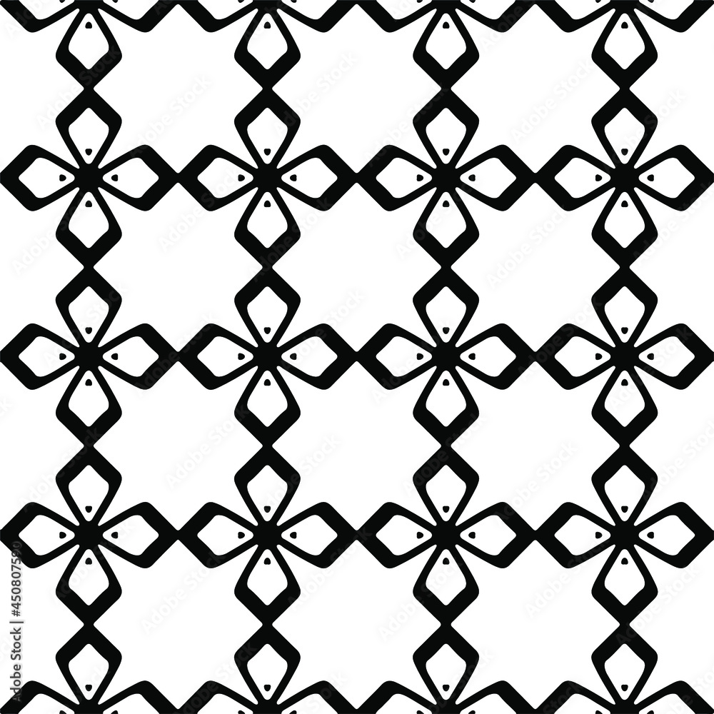 Fototapeta premium floral seamless pattern background.Geometric ornament for wallpapers and backgrounds. Black and white pattern.