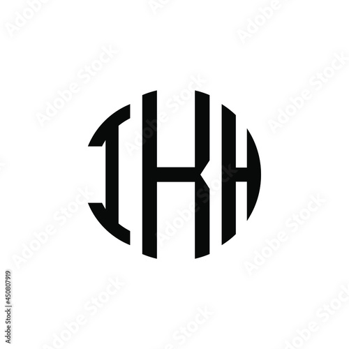 IKH letter logo design. IKH modern letter logo with black background. IKH creative  letter logo. simple and modern letter IKH logo template, IKH circle letter logo design with circle shape. IKH   photo