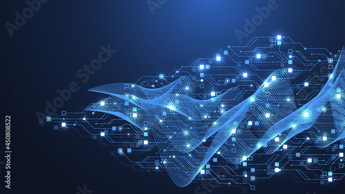 Technology abstract circuit board texture background. High-tech futuristic circuit board banner wallpaper. Digital data. Engineering electronic motherboard illustration