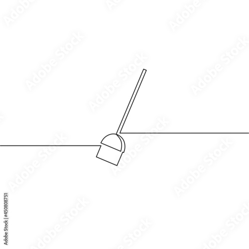 Continuous line drawing of broom, simple design, object one line, single line art, hand drawn, vector illustration
