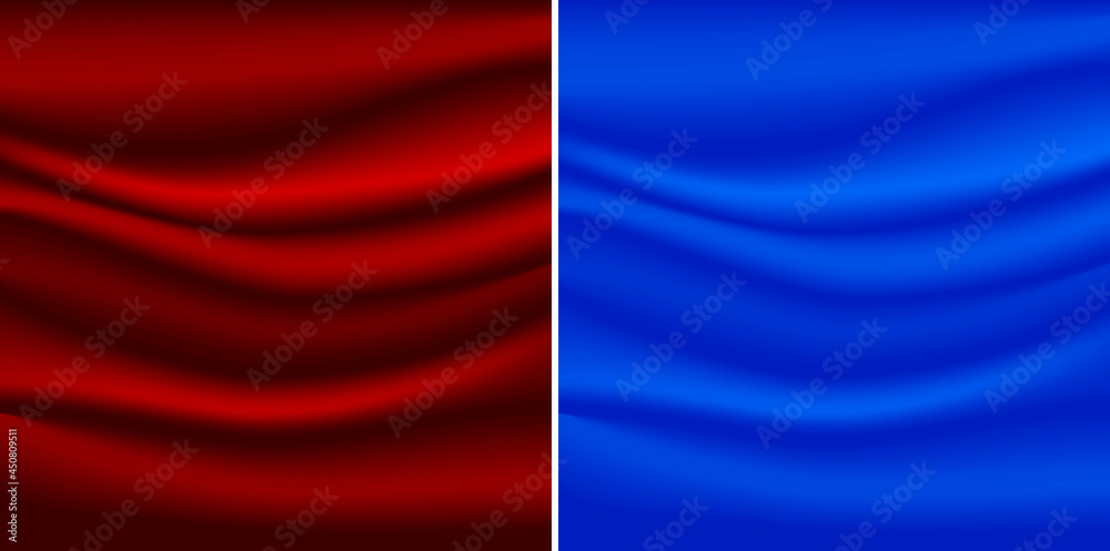 Blue and red color satin background wallpaper. Vector illustration