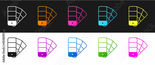 Set Color palette guide icon isolated on black and white background. Vector