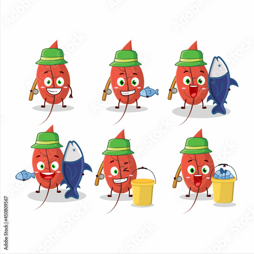 A fisherman dried leaves cartoon picture catch a big fish