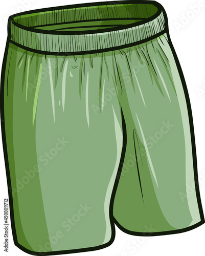 simple dark green male short pant in cartoon style