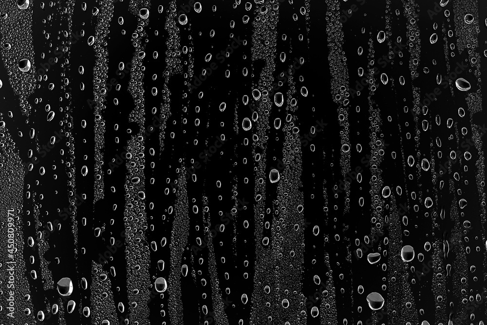 Obraz premium background water drops on black glass, full photo size, overlay layer design