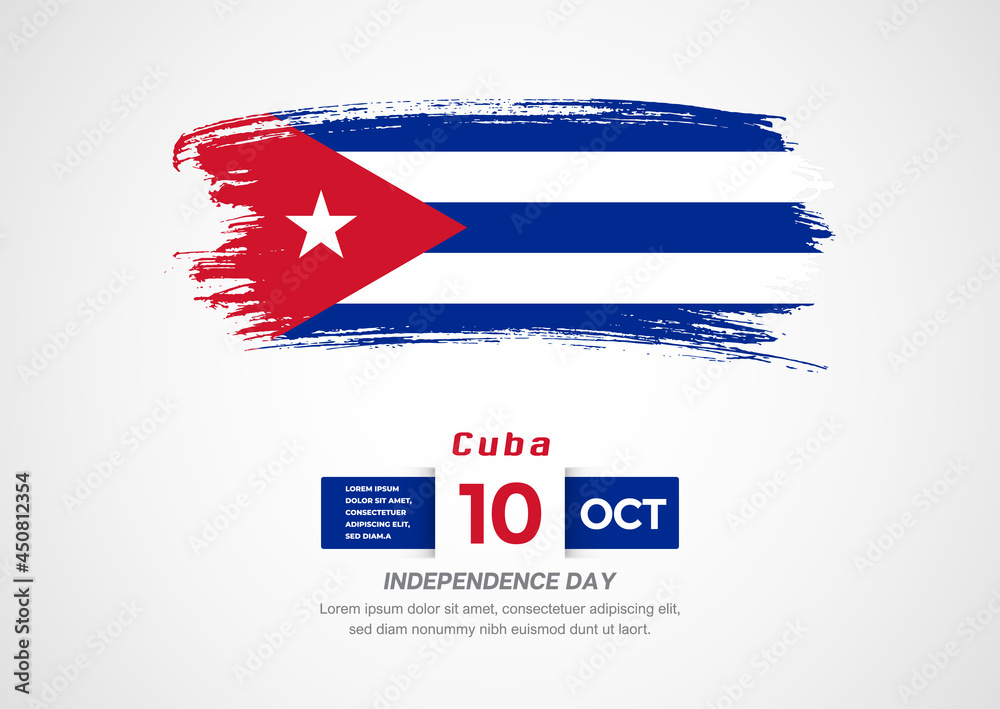 Happy Independence Day of Cuba. Abstract country flag on hand drawn brush stroke vector patriotic background Happy Independence Day of Cuba. Abstract country flag on hand drawn brush stroke vector patriotic background