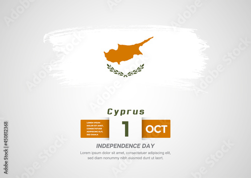 Happy Independence Day of Cyprus. Abstract country flag on hand drawn brush stroke vector patriotic background