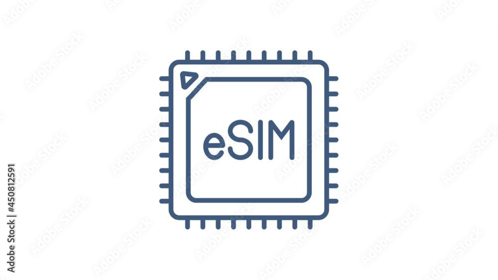 eSIM Embedded SIM card icon symbol concept. new chip mobile cellular communication technology. Motion graphics. eSIM Embedded SIM card icon symbol concept. new chip mobile cellular communication technology. Motion graphics.