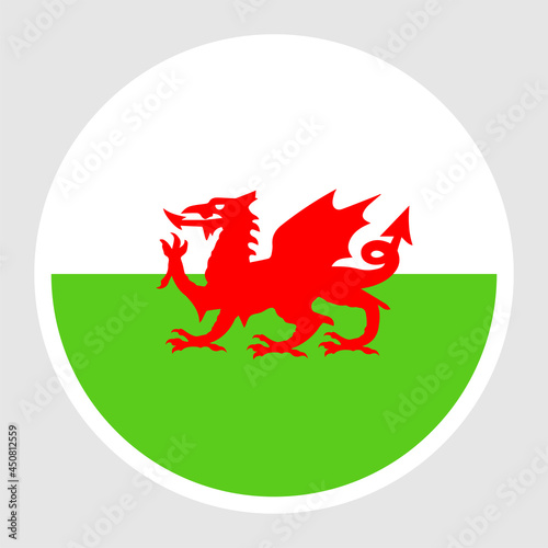 Wales Flag Round Flat Circle Icons. photo