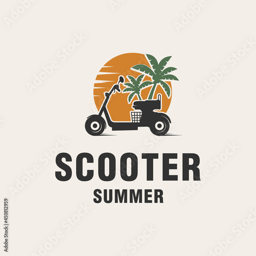 Scooter summer logo template on monogram style