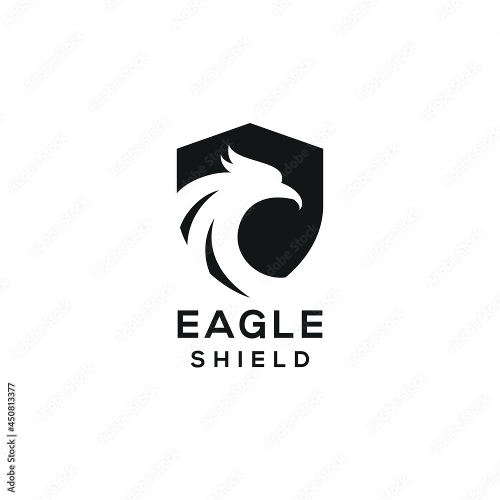 Eagle with shield logo design vector in black and white color modern retro minimalist for business company or security Eagle with shield logo design vector in black and white color modern retro minimalist for business company or security
