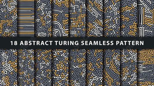Collection of turing abstract seamless pattern. Premium Vector