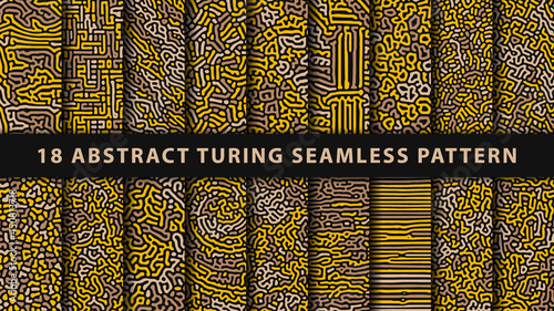 Collection of turing abstract seamless pattern. Premium Vector