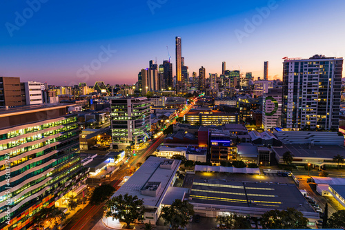 Obraz na płótnie Sunset over Brisbane City, Queensland, Australia w salonie