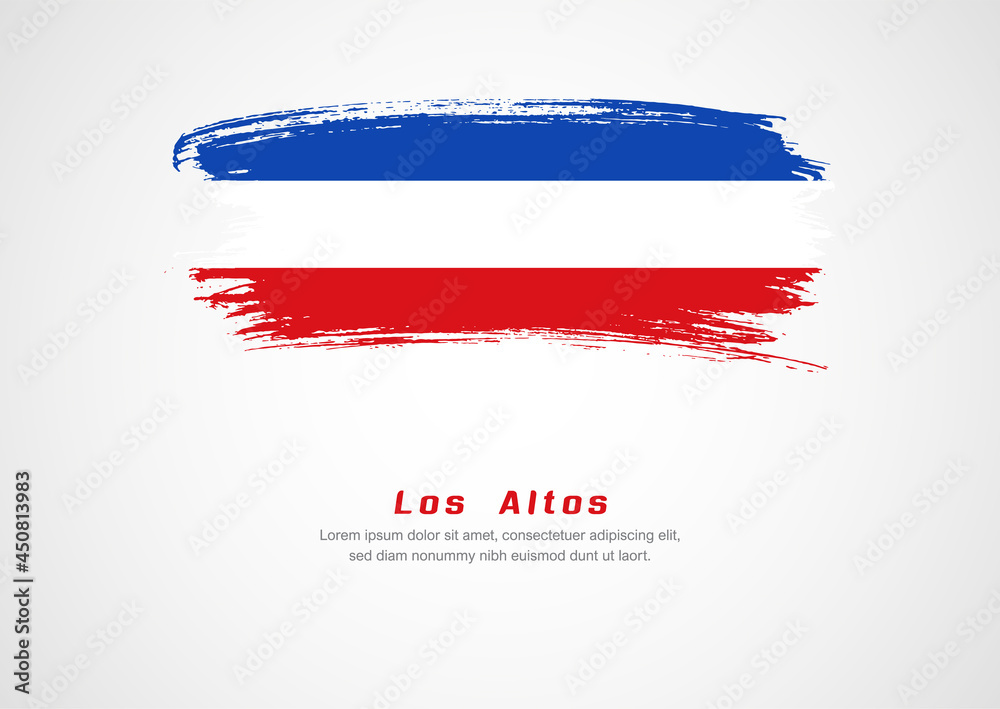 Fototapeta premium Happy National Day of Los Altos. Abstract country flag on hand drawn brush stroke vector patriotic background